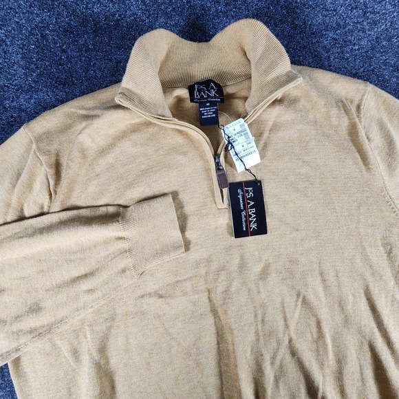 Jos. A. Bank Other - NWT Jos A Bank Quarter Zip‎ Sweater Men's M Mustard Pima Cotton Mock Neck Preppy